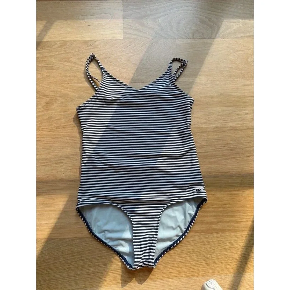 Vineyard Vines girls striped one piece swimsuit size M 10 - 12